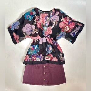 Bisou Bisou Colorful Flowy Butterfly Sleeve Top